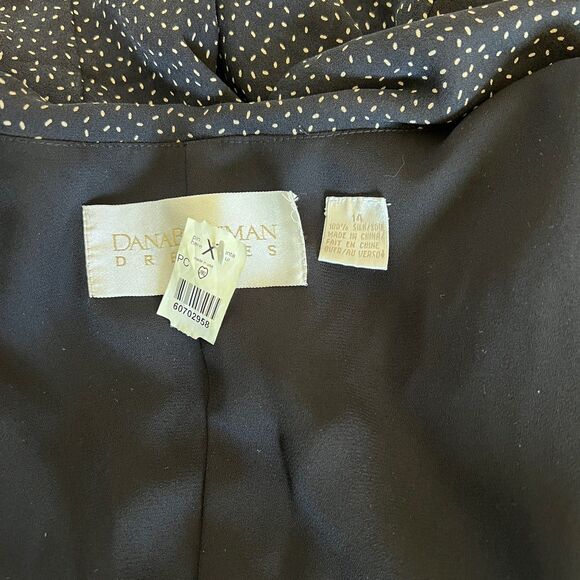 Vtg 90’s Dana Buchman Silk Black Polka Dot Midi Shirt Dress Size 14 Classic NOS - Picture 8 of 9